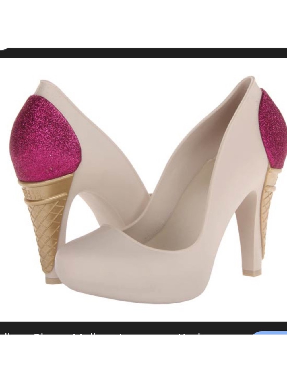Melissa + Karl Lagerfeld Beige Pumps with Pink ice cream cones